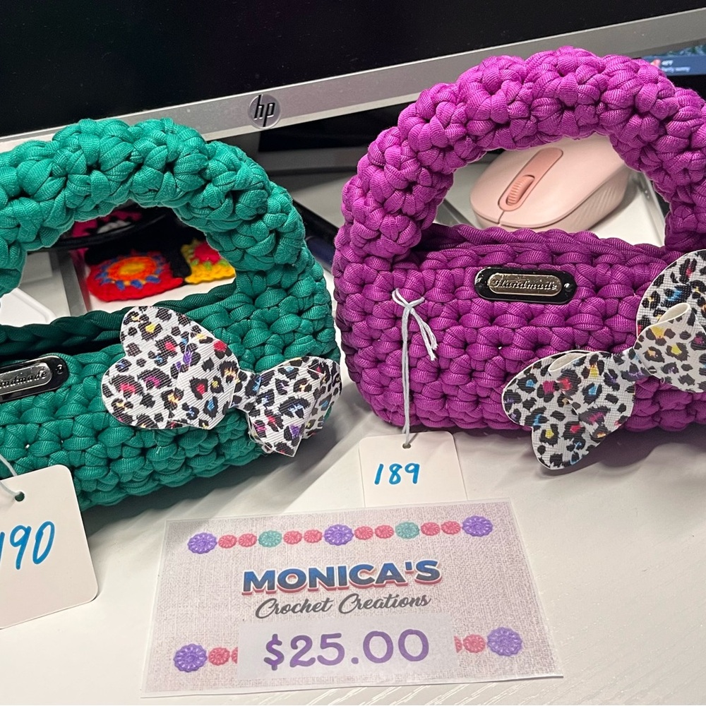 Green and Purple Clutches with Bow Accents